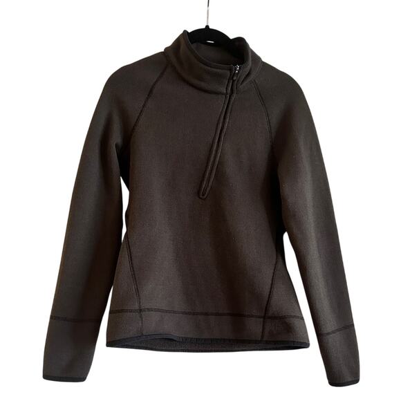 REI classic chocolate brown Henley zip fleece knit sweater size xs - Picture 1 of 6